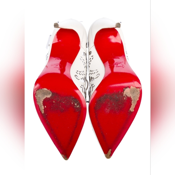 Christian Louboutin Sylvieta Lasercut White Lace-Up Heels US6.5 37 - Picture 2 of 12
